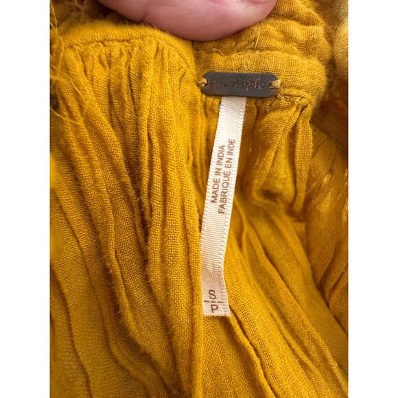 Free People 100 Degree Mini Dress Yellow Marigold Sz Sm Boho Flowy Summer Dress - Picture 10 of 11